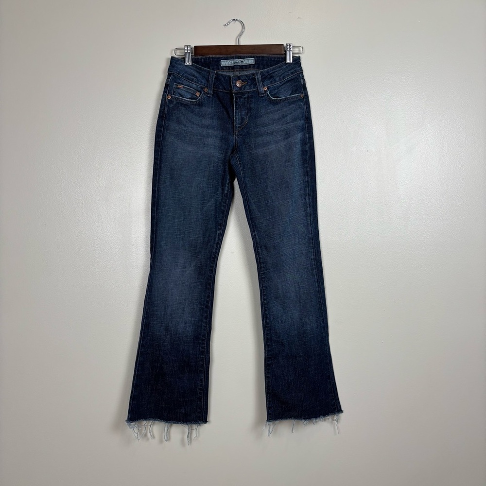 Joes Jeans Womens 26‎ Blue Boot Cut Raw Hem Whiskered Zip Fly 5 Pocket Denim